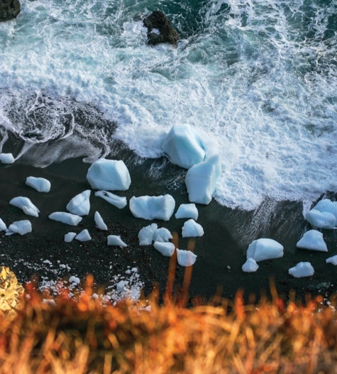 Chunks of iceberg washed ashore