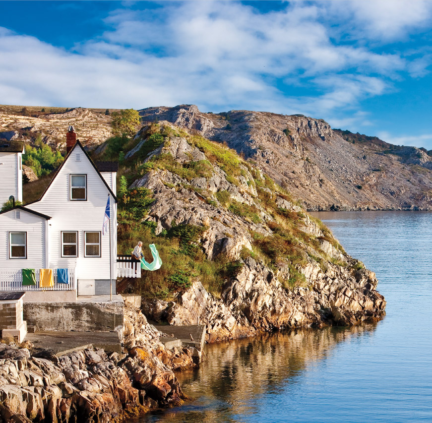 A home nestled on the rocky cliffs of Brigus, right by the water